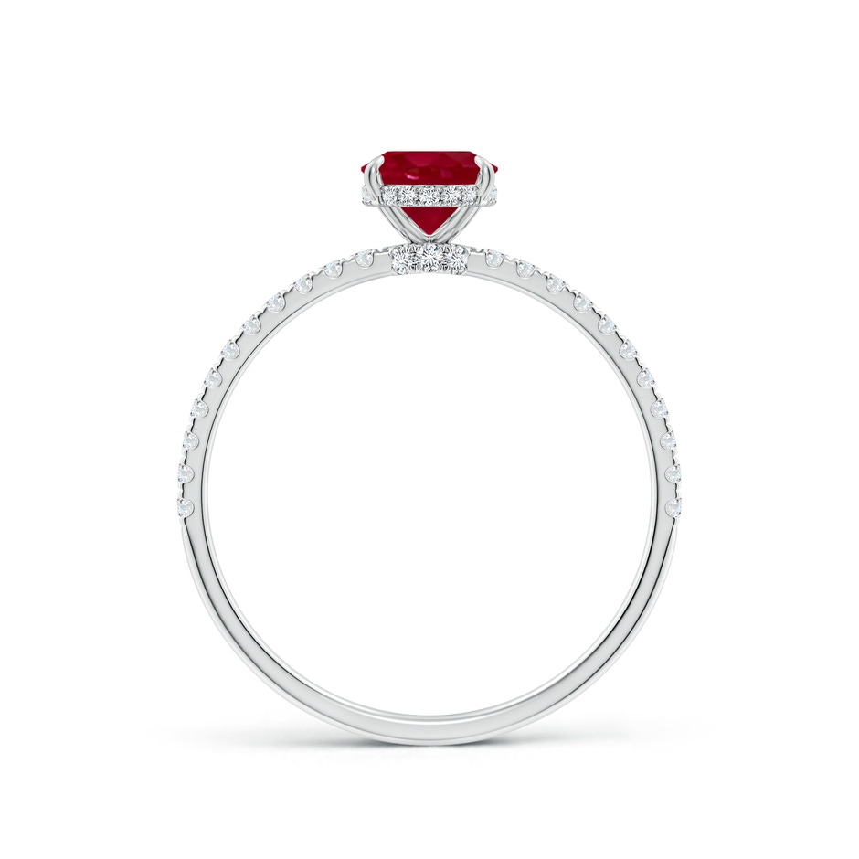 7x5mm AA Oval Ruby Hidden Halo Classic Engagement Ring in P950 Platinum side 199