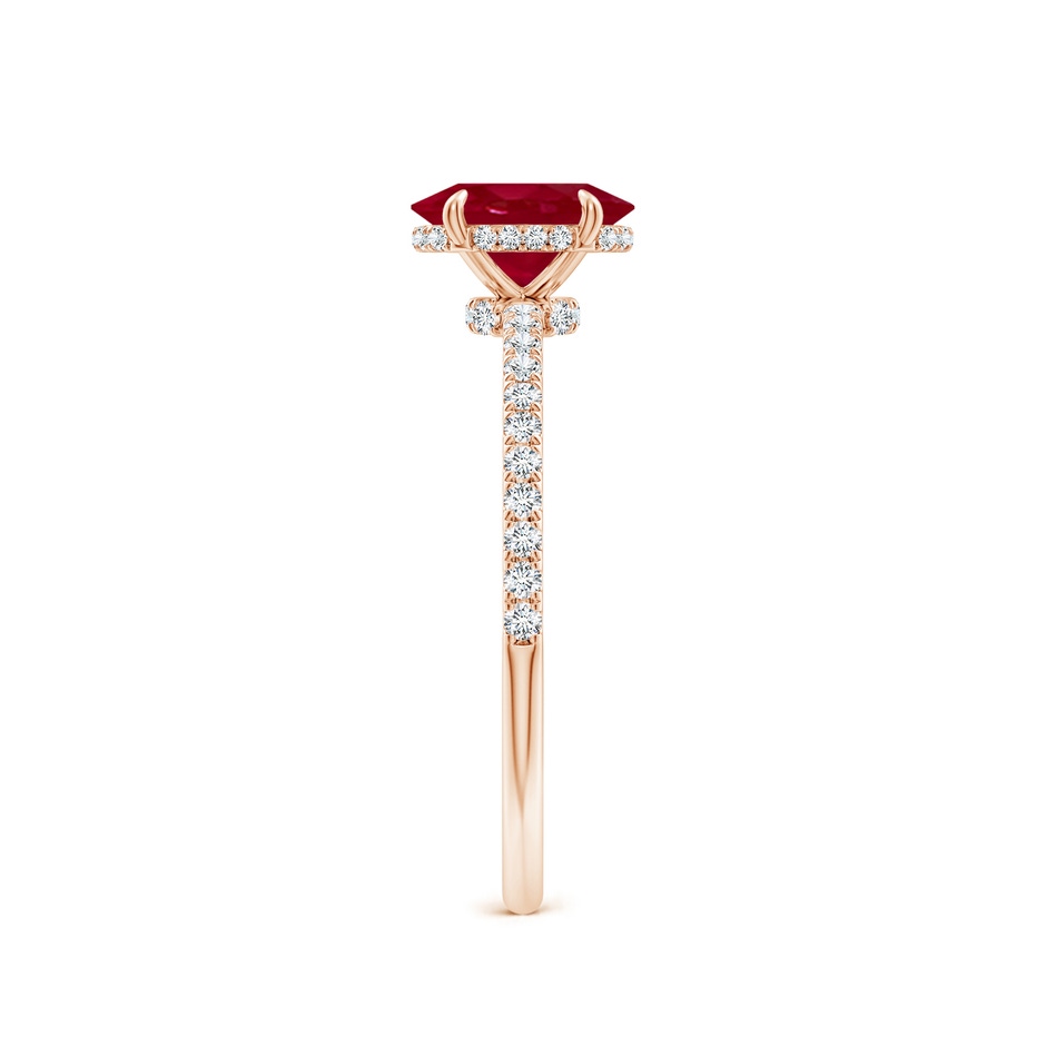 7x5mm AA Oval Ruby Hidden Halo Classic Engagement Ring in Rose Gold side 299