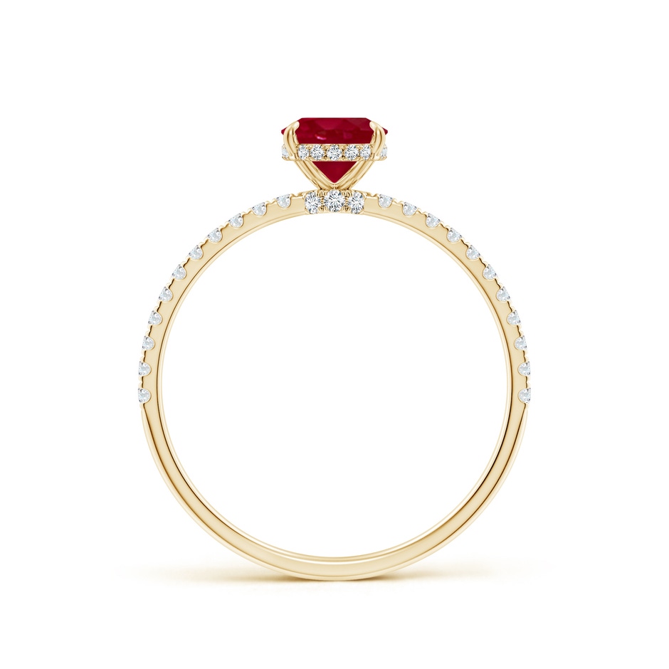 7x5mm AA Oval Ruby Hidden Halo Classic Engagement Ring in Yellow Gold side 199