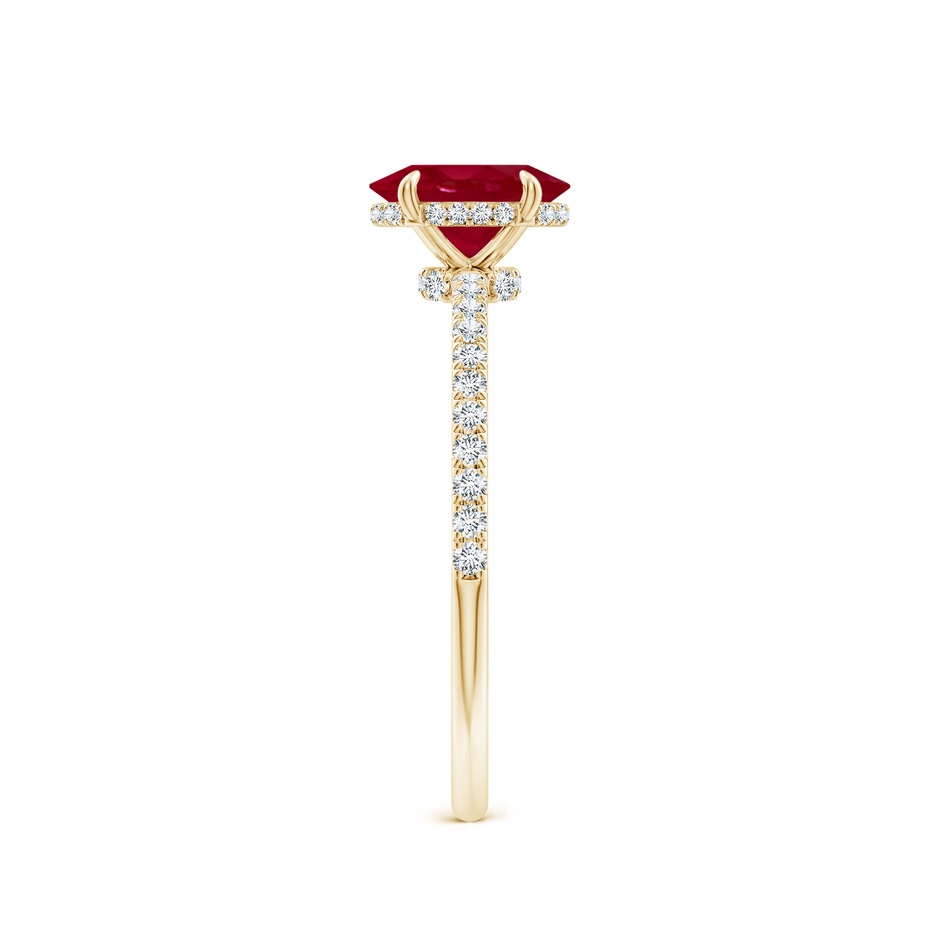 7x5mm AA Oval Ruby Hidden Halo Classic Engagement Ring in Yellow Gold side 299
