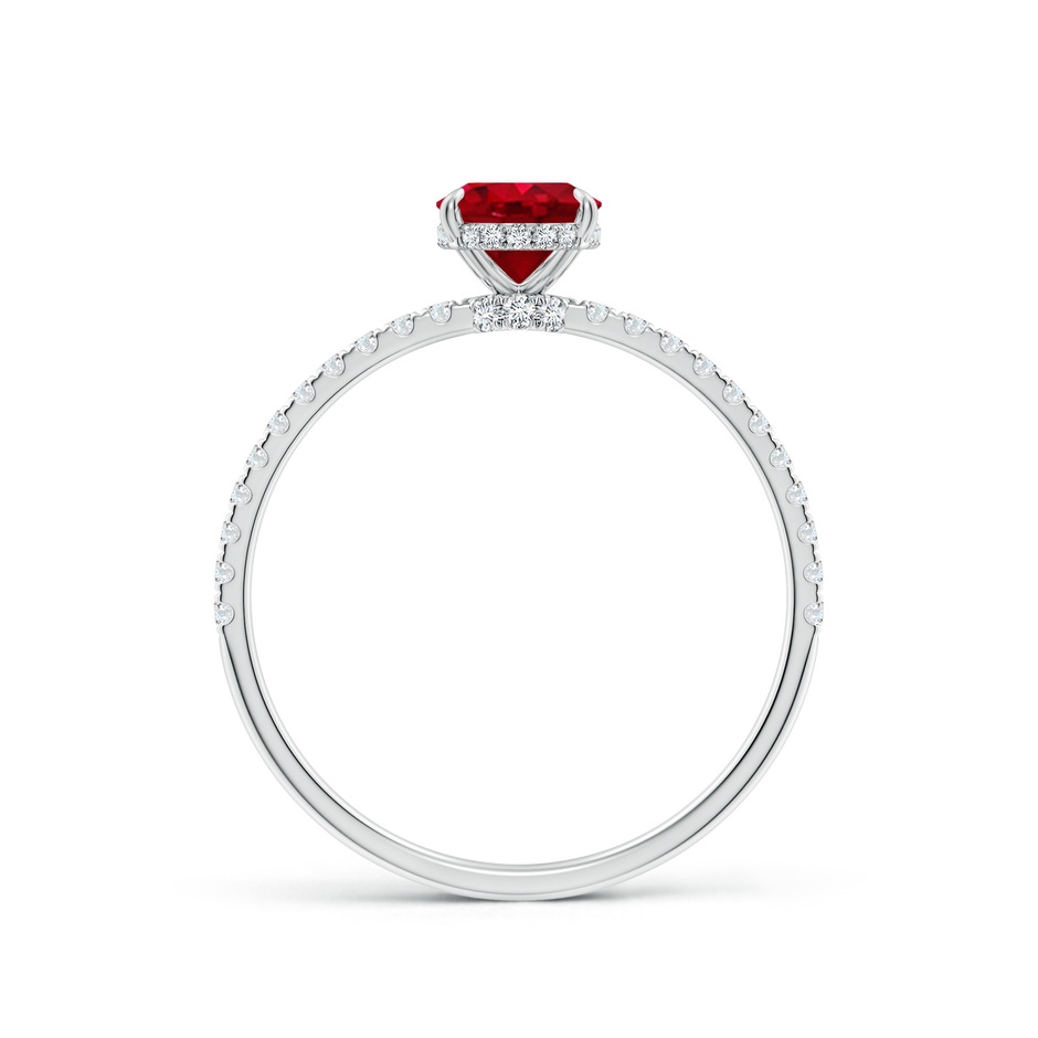 7x5mm AAA Oval Ruby Hidden Halo Classic Engagement Ring in 18K White Gold side 199