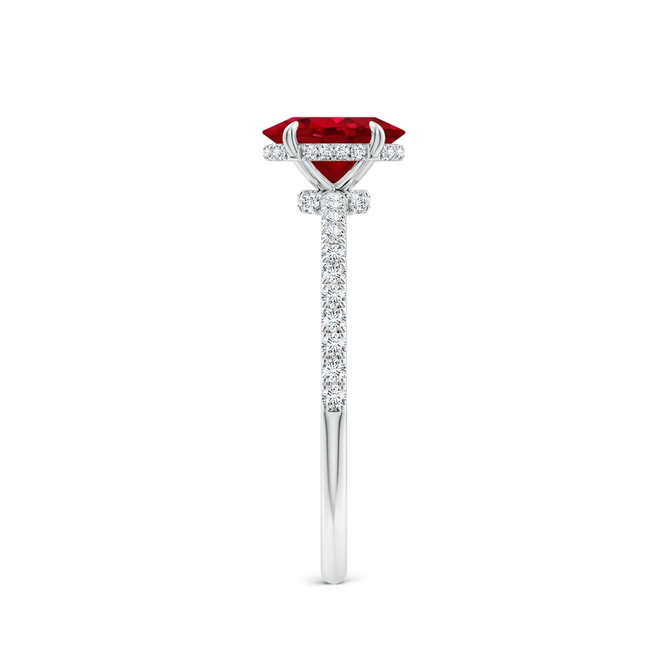 7x5mm AAA Oval Ruby Hidden Halo Classic Engagement Ring in 18K White Gold side 299