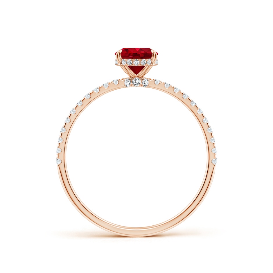 7x5mm AAA Oval Ruby Hidden Halo Classic Engagement Ring in Rose Gold side 199