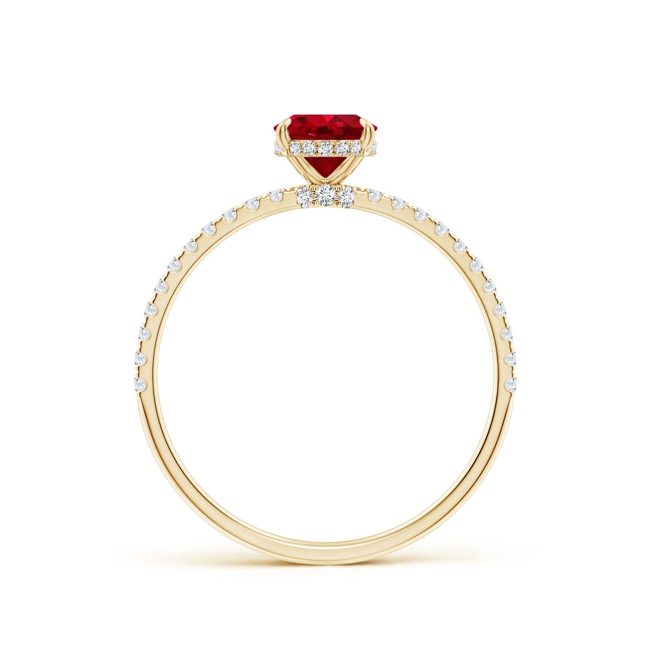 7x5mm AAA Oval Ruby Hidden Halo Classic Engagement Ring in Yellow Gold side 199