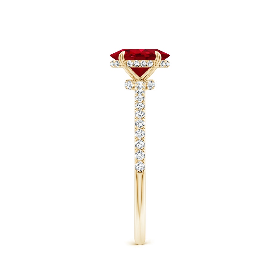 7x5mm AAA Oval Ruby Hidden Halo Classic Engagement Ring in Yellow Gold side 299