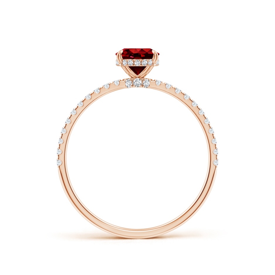 7x5mm AAAA Oval Ruby Hidden Halo Classic Engagement Ring in Rose Gold side 199
