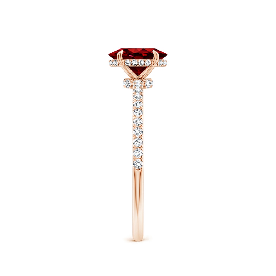 7x5mm AAAA Oval Ruby Hidden Halo Classic Engagement Ring in Rose Gold side 299