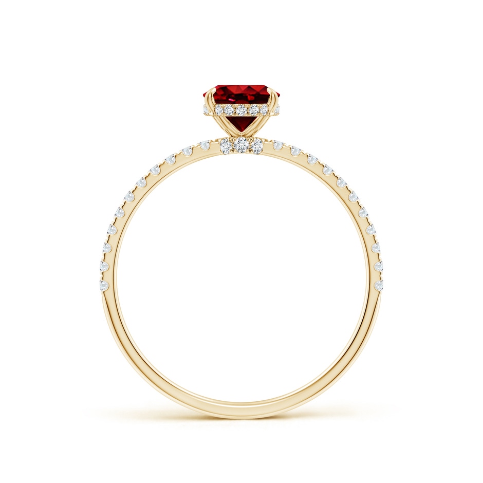 7x5mm AAAA Oval Ruby Hidden Halo Classic Engagement Ring in Yellow Gold side 199