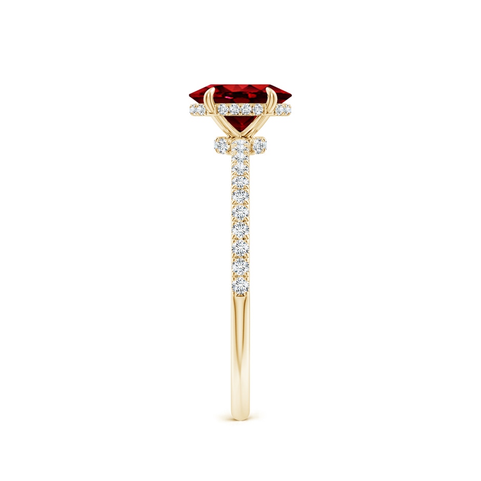 7x5mm AAAA Oval Ruby Hidden Halo Classic Engagement Ring in Yellow Gold side 299