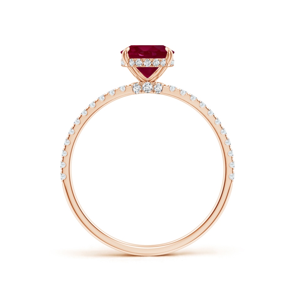 8x6mm A Oval Ruby Hidden Halo Classic Engagement Ring in Rose Gold side 199