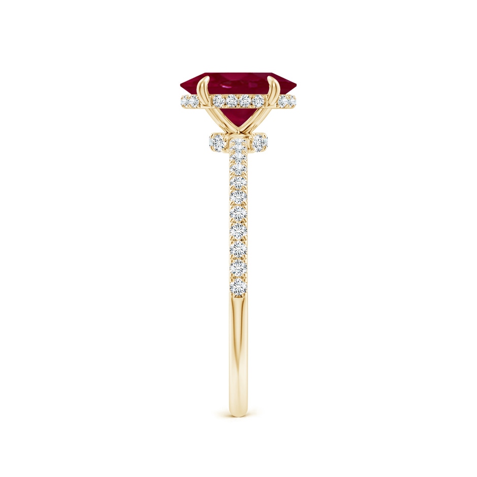 8x6mm A Oval Ruby Hidden Halo Classic Engagement Ring in Yellow Gold side 299