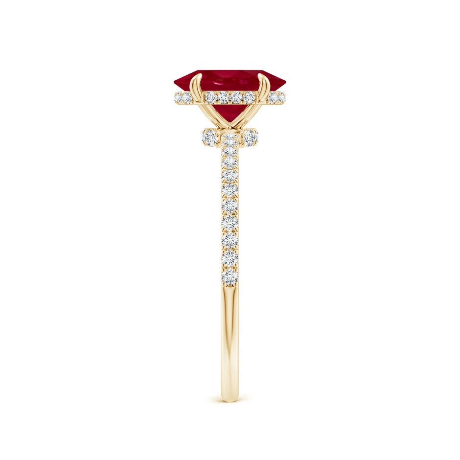 8x6mm AA Oval Ruby Hidden Halo Classic Engagement Ring in Yellow Gold side 299