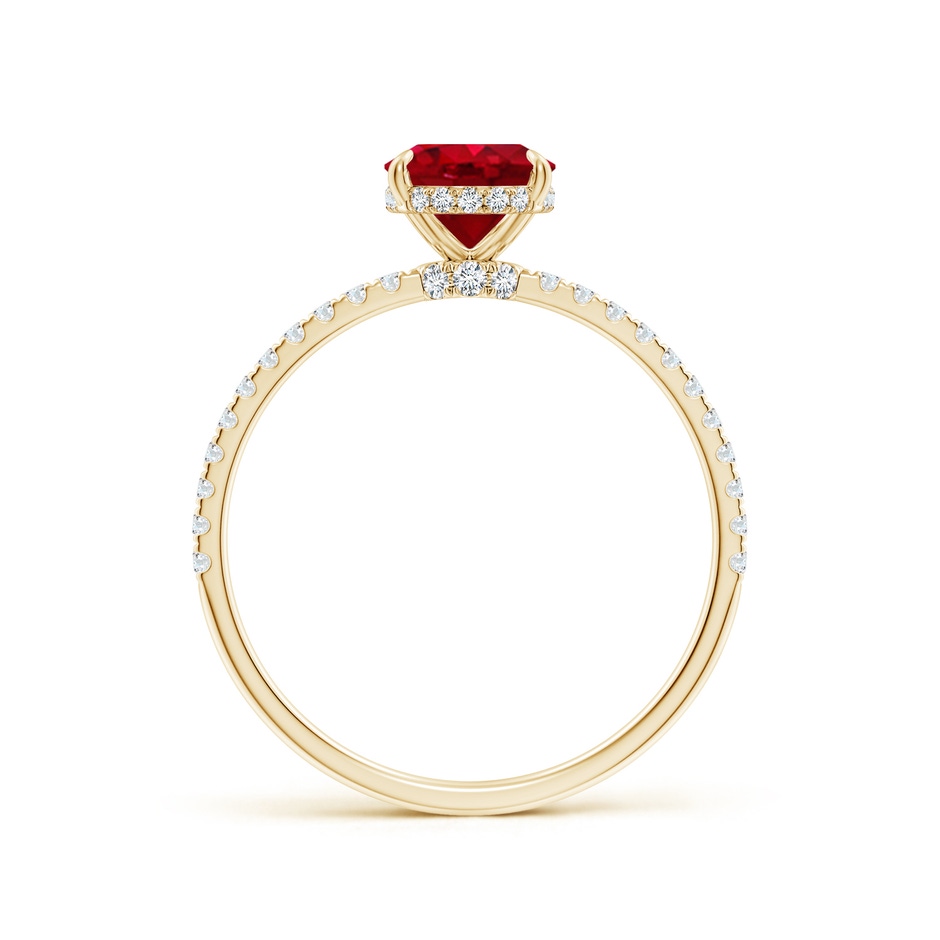 8x6mm AAA Oval Ruby Hidden Halo Classic Engagement Ring in Yellow Gold side 199
