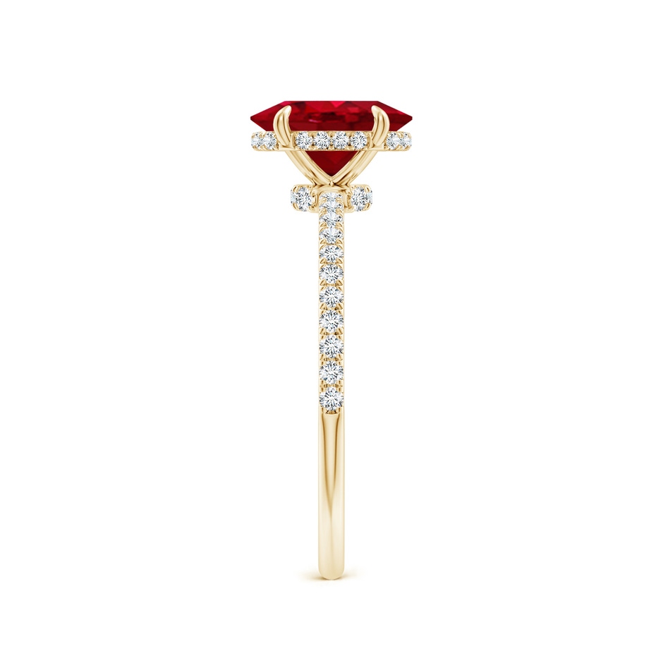 8x6mm AAA Oval Ruby Hidden Halo Classic Engagement Ring in Yellow Gold side 299