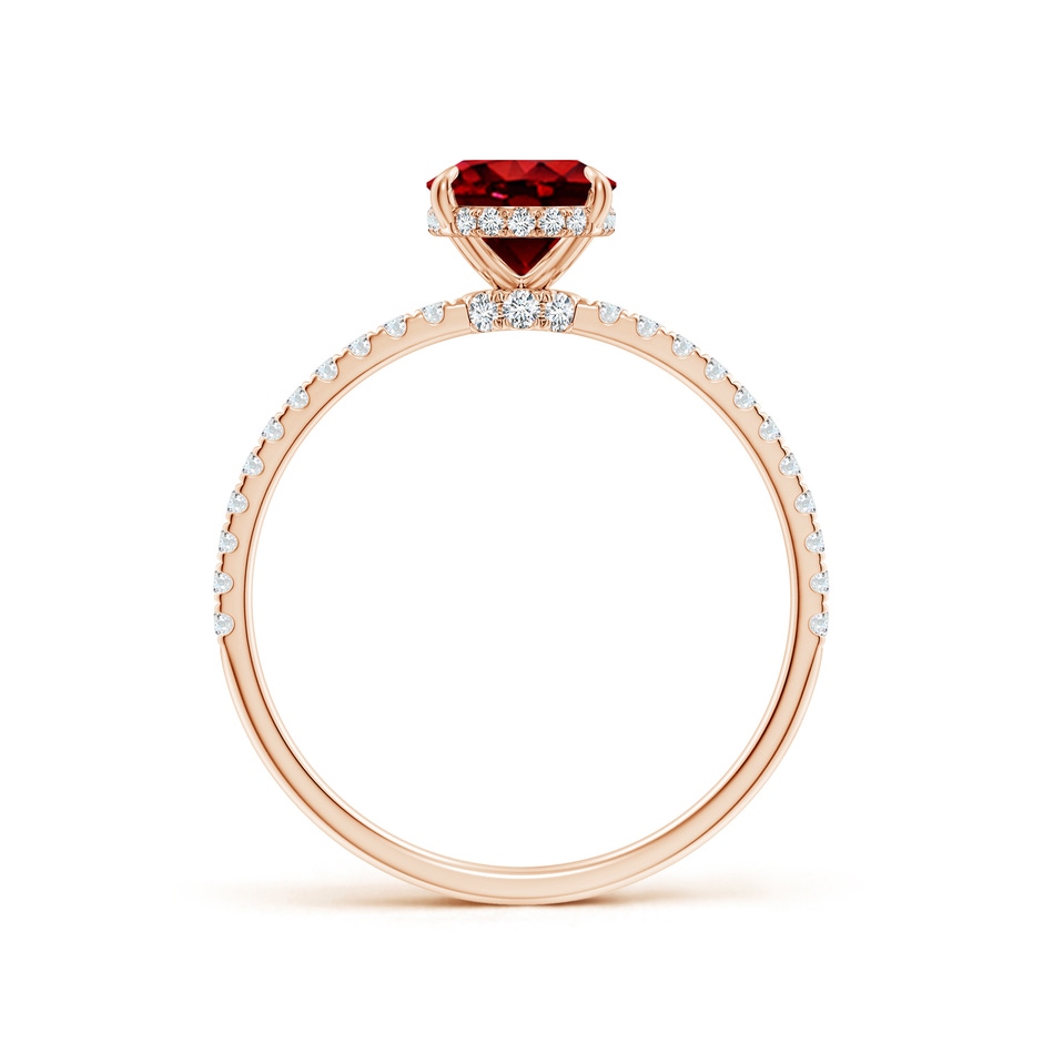 8x6mm AAAA Oval Ruby Hidden Halo Classic Engagement Ring in 18K Rose Gold side 199