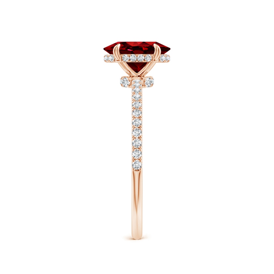 8x6mm AAAA Oval Ruby Hidden Halo Classic Engagement Ring in 18K Rose Gold side 299