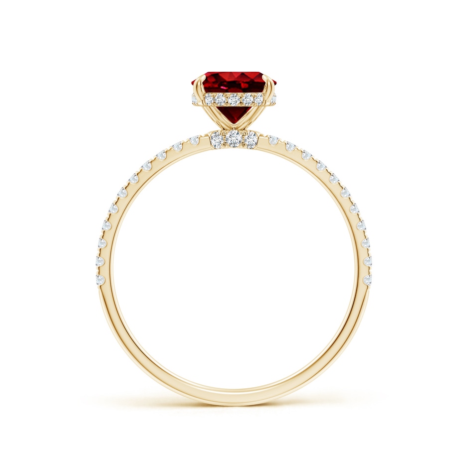 8x6mm AAAA Oval Ruby Hidden Halo Classic Engagement Ring in Yellow Gold side 199