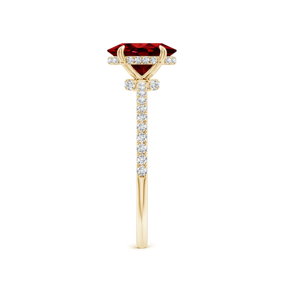 8x6mm AAAA Oval Ruby Hidden Halo Classic Engagement Ring in Yellow Gold side 299