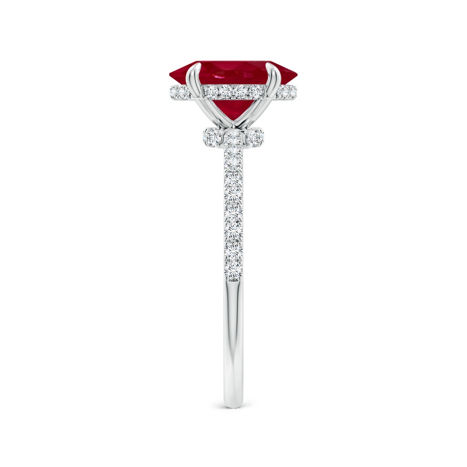 9x7mm AA Oval Ruby Hidden Halo Classic Engagement Ring in P950 Platinum side 299
