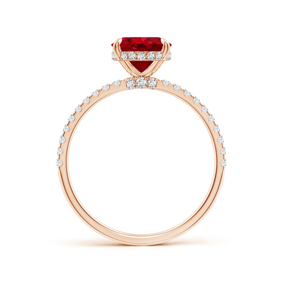 9x7mm AAA Oval Ruby Hidden Halo Classic Engagement Ring in 18K Rose Gold side 199