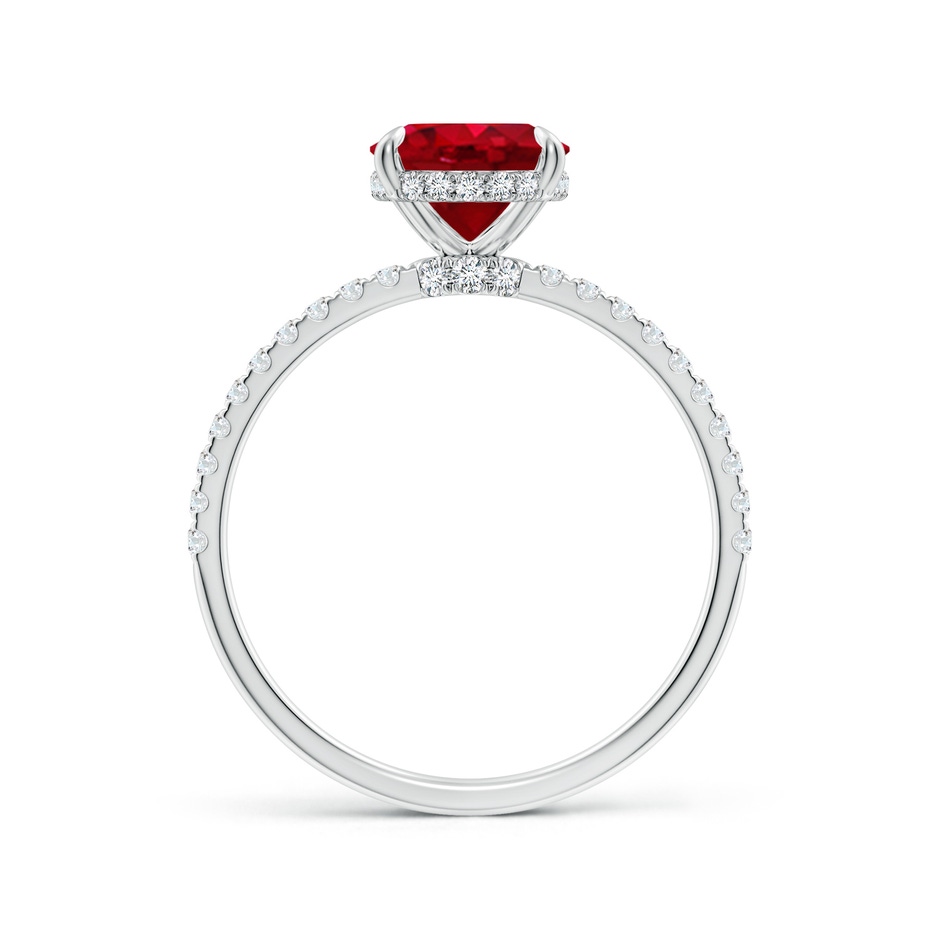9x7mm AAA Oval Ruby Hidden Halo Classic Engagement Ring in 18K White Gold side 199