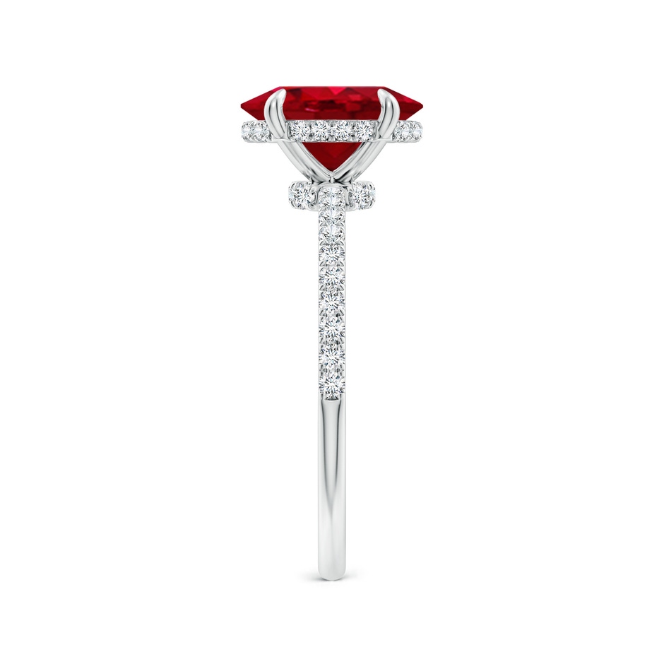 9x7mm AAA Oval Ruby Hidden Halo Classic Engagement Ring in P950 Platinum side 299