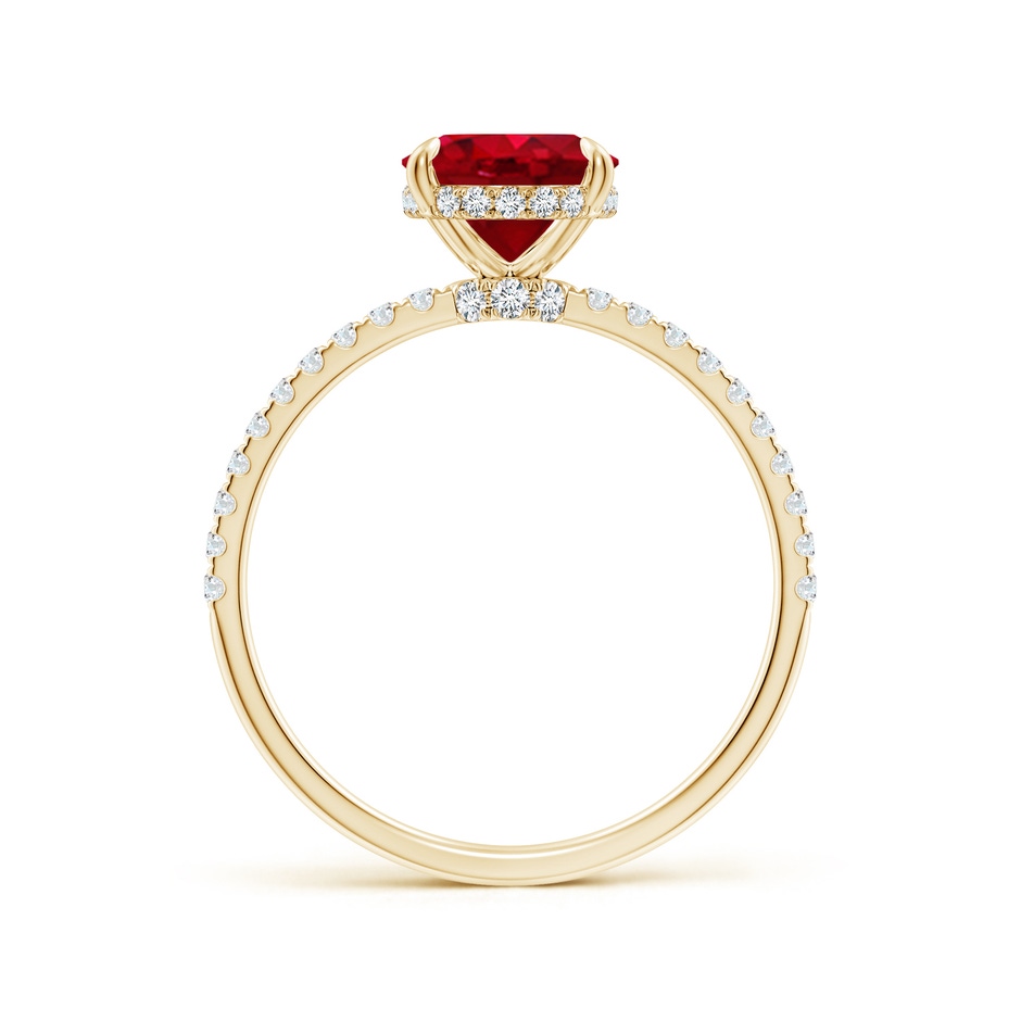 9x7mm AAA Oval Ruby Hidden Halo Classic Engagement Ring in Yellow Gold side 199