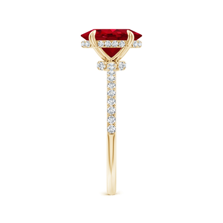 9x7mm AAA Oval Ruby Hidden Halo Classic Engagement Ring in Yellow Gold side 299