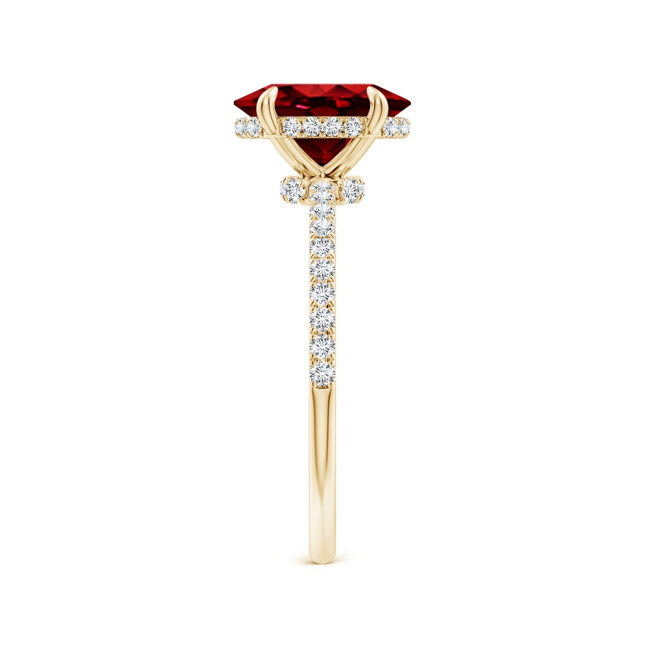 9x7mm AAAA Oval Ruby Hidden Halo Classic Engagement Ring in Yellow Gold side 299