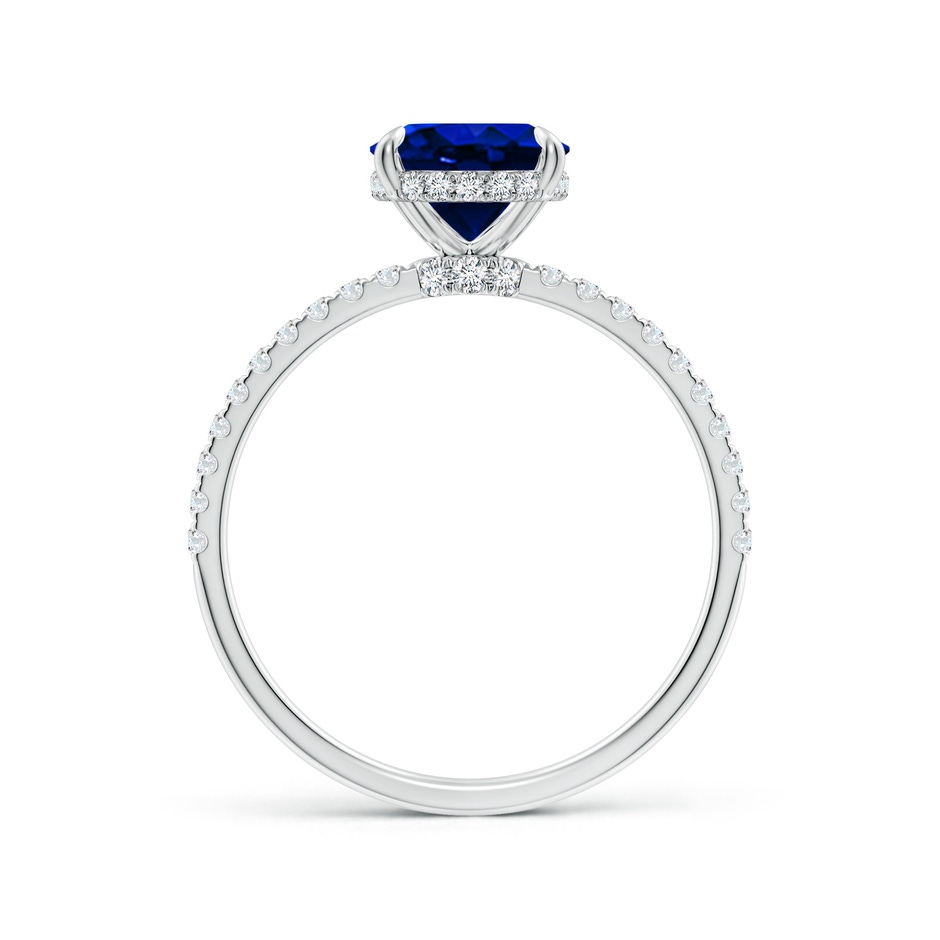 9x7mm Lab-Grown Oval Blue Sapphire Hidden Halo Classic Engagement Ring in White Gold side 199