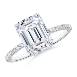 8.5x6.5mm HSI2 Emerald-Cut Diamond Hidden Halo Classic Engagement Ring in White Gold