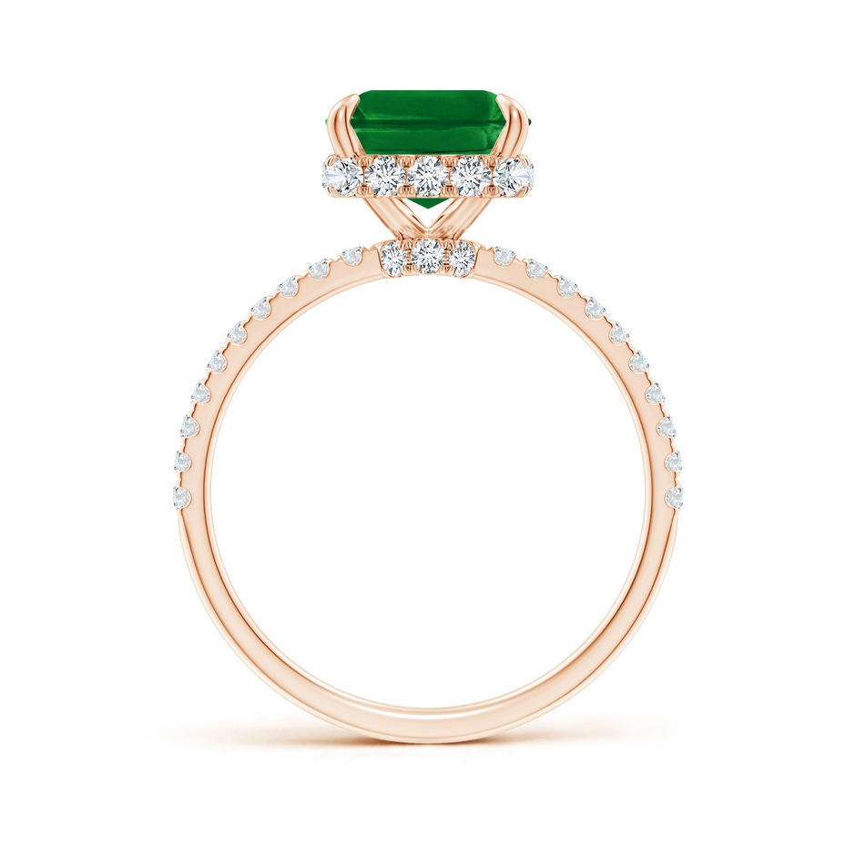 10x8mm AAAA Emerald-Cut Emerald Hidden Halo Classic Engagement Ring in Rose Gold side 199