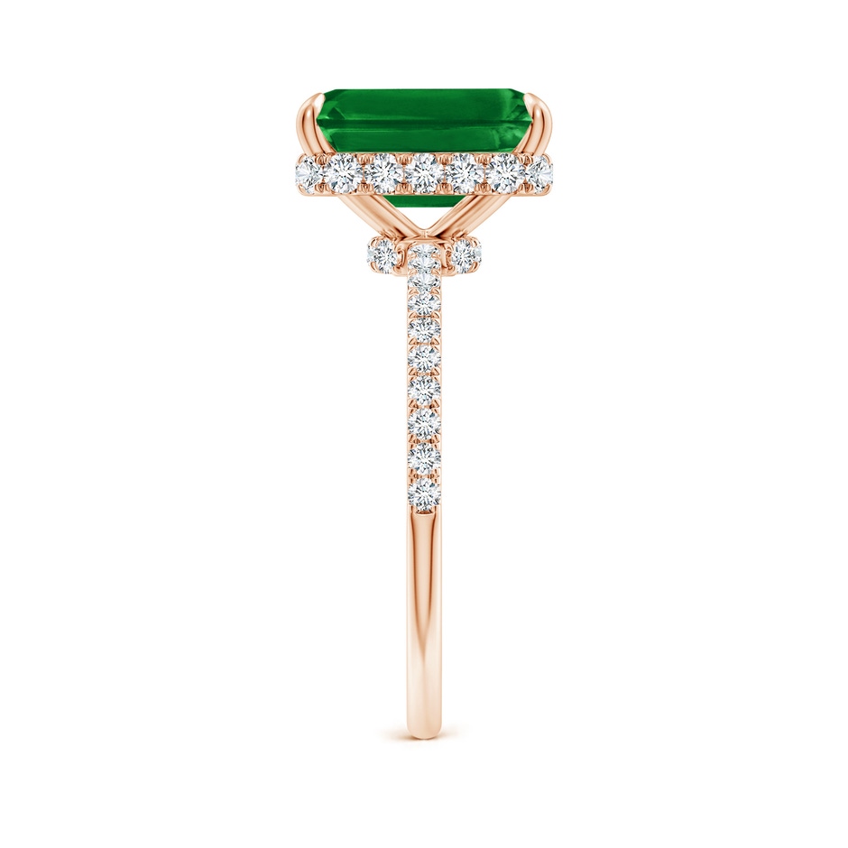 10x8mm AAAA Emerald-Cut Emerald Hidden Halo Classic Engagement Ring in Rose Gold side 299