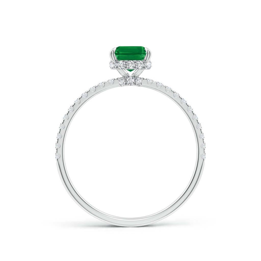 7x5mm AAA Emerald-Cut Emerald Hidden Halo Classic Engagement Ring in White Gold Side 199