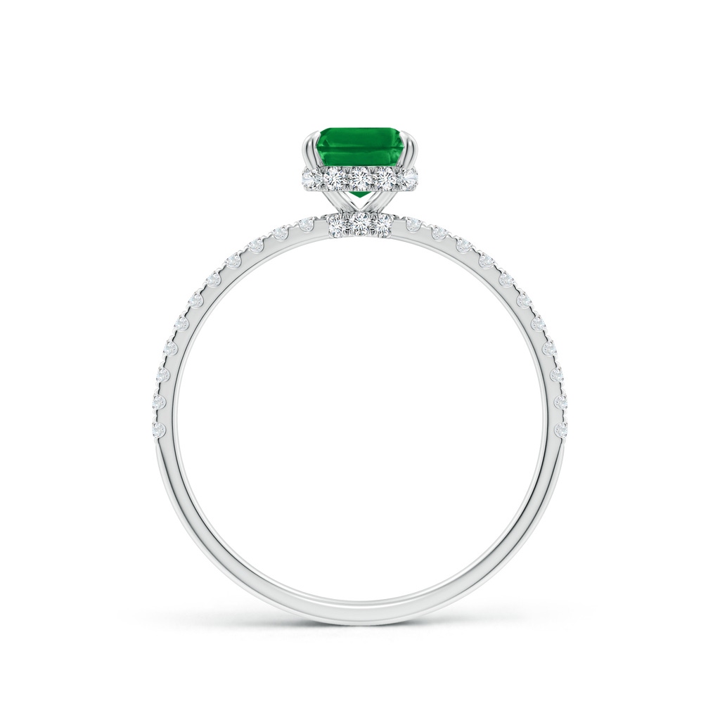 7x5mm AAA Emerald-Cut Emerald Hidden Halo Classic Engagement Ring in White Gold - side 199