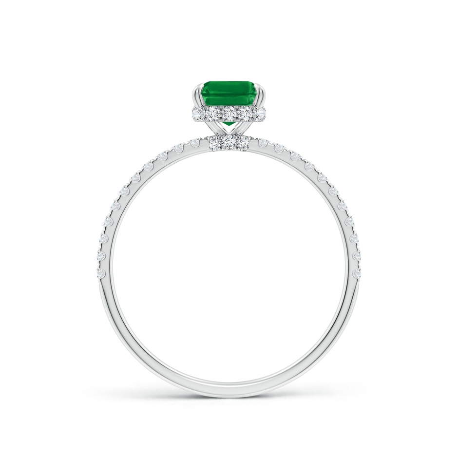 7x5mm AAA Emerald-Cut Emerald Hidden Halo Classic Engagement Ring in White Gold side 199