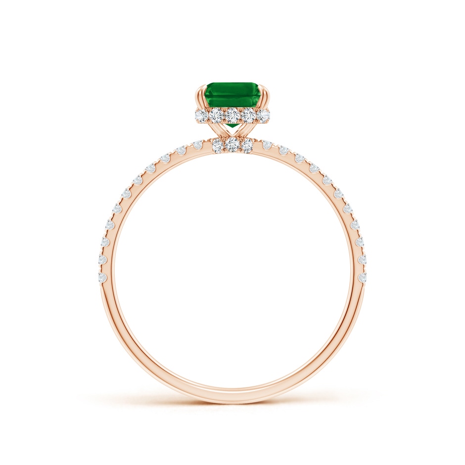 7x5mm AAAA Emerald-Cut Emerald Hidden Halo Classic Engagement Ring in Rose Gold side 199