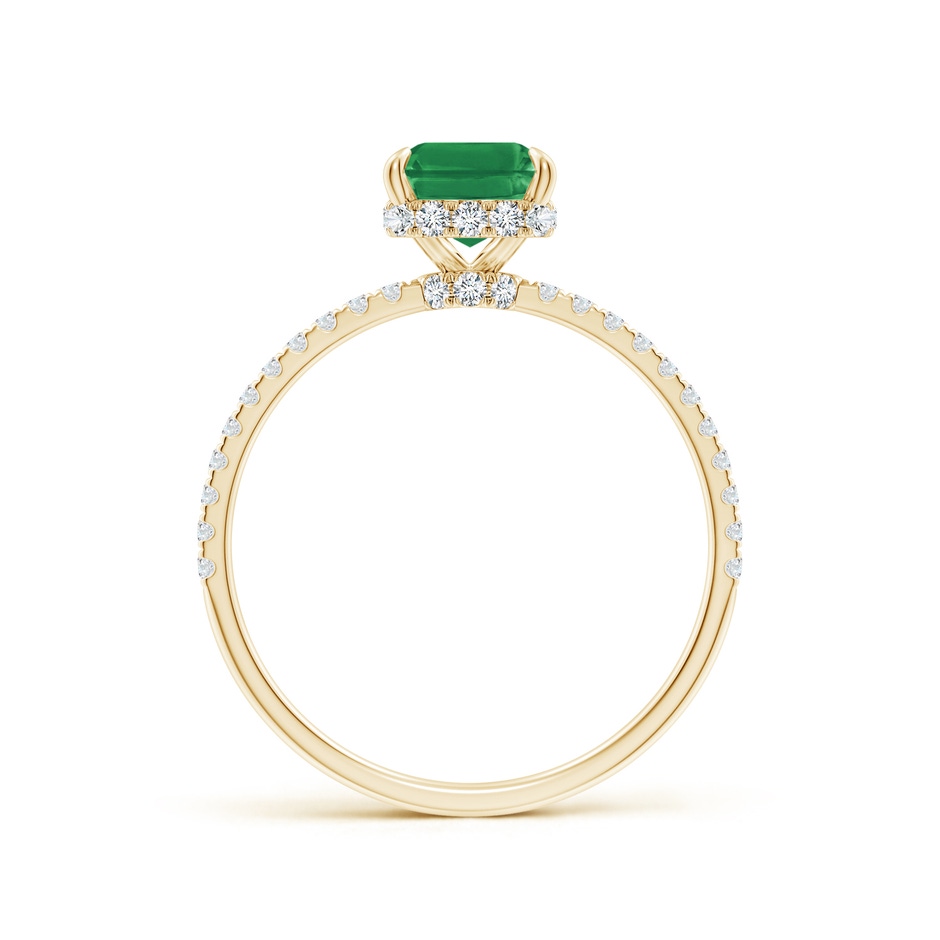 8x6mm AA Emerald-Cut Emerald Hidden Halo Classic Engagement Ring in Yellow Gold side 199