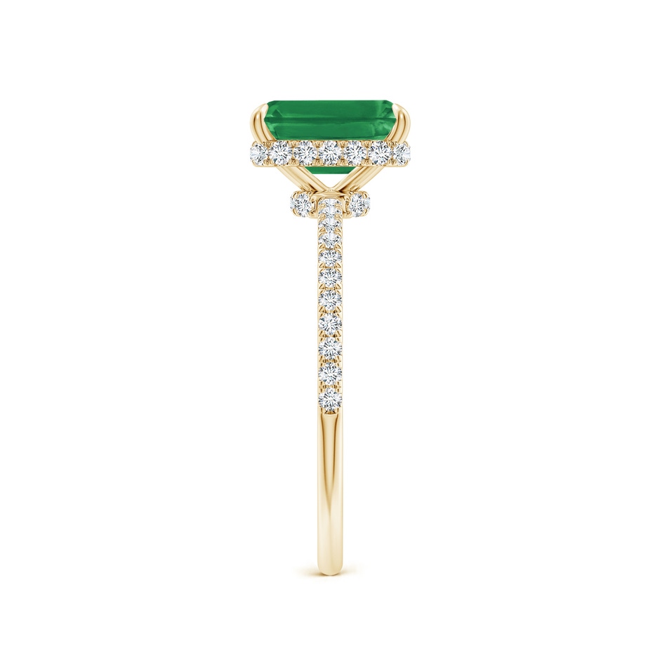8x6mm AA Emerald-Cut Emerald Hidden Halo Classic Engagement Ring in Yellow Gold side 299
