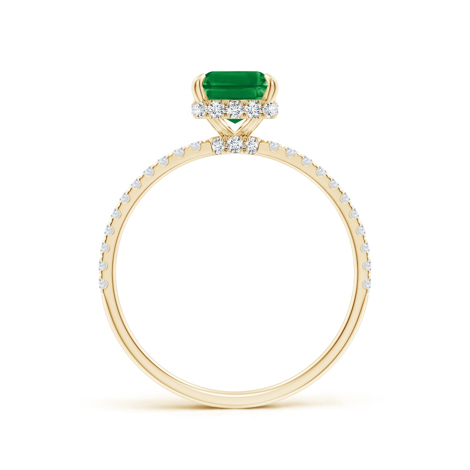 8x6mm AAA Emerald-Cut Emerald Hidden Halo Classic Engagement Ring in Yellow Gold side 199