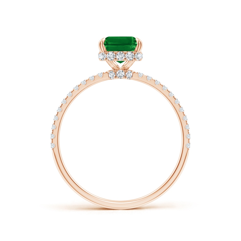 8x6mm AAAA Emerald-Cut Emerald Hidden Halo Classic Engagement Ring in Rose Gold side 199