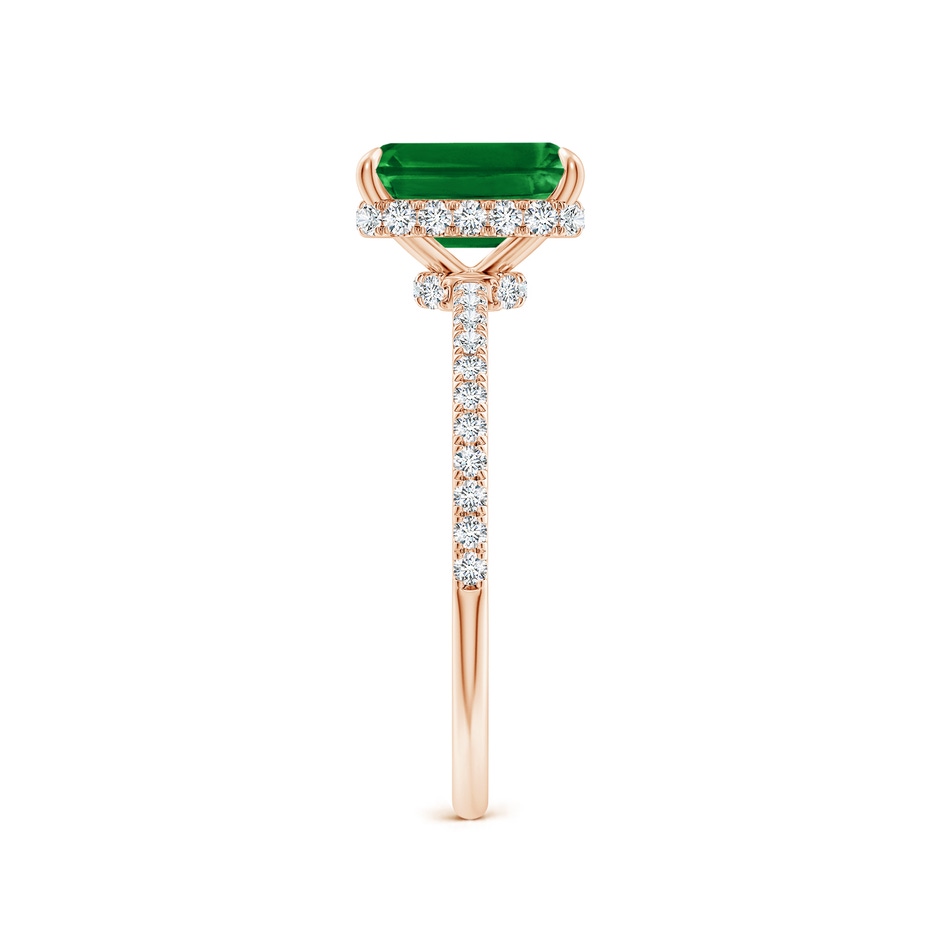 8x6mm AAAA Emerald-Cut Emerald Hidden Halo Classic Engagement Ring in Rose Gold side 299