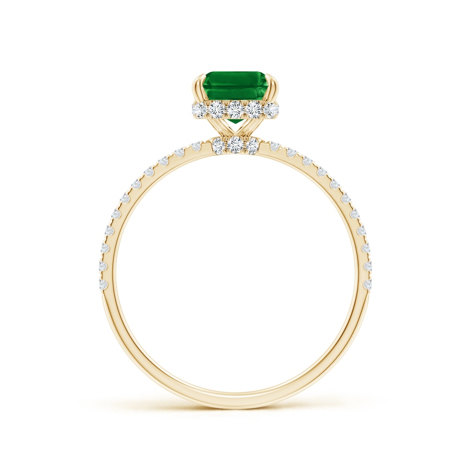 8x6mm AAAA Emerald-Cut Emerald Hidden Halo Classic Engagement Ring in Yellow Gold side 199