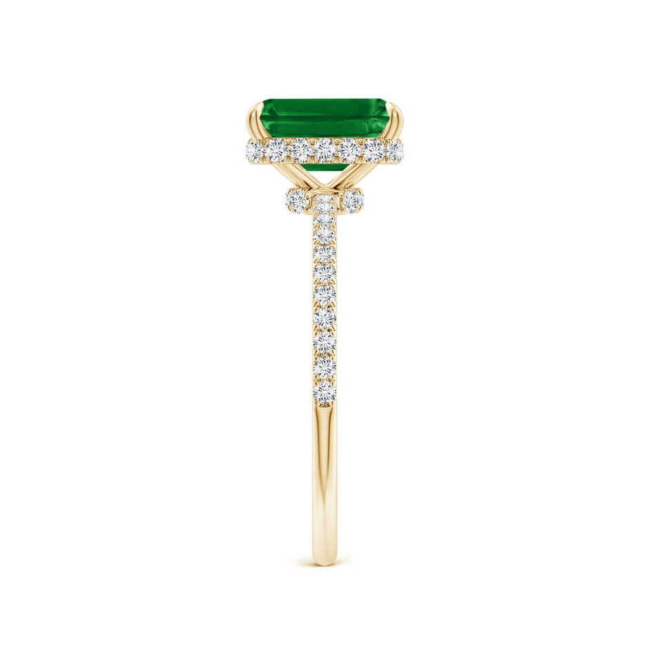 8x6mm AAAA Emerald-Cut Emerald Hidden Halo Classic Engagement Ring in Yellow Gold side 299