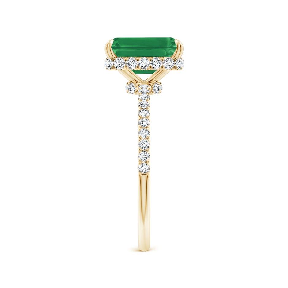 9x7mm AA Emerald-Cut Emerald Hidden Halo Classic Engagement Ring in Yellow Gold side 299