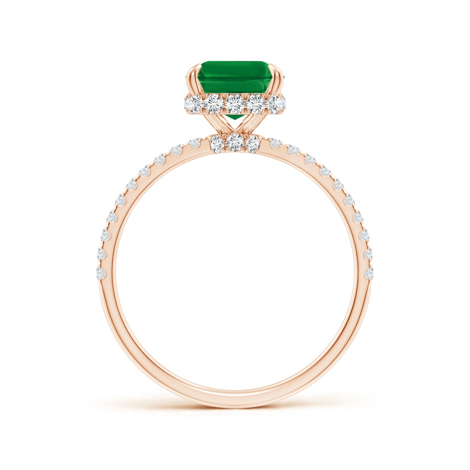 9x7mm AAA Emerald-Cut Emerald Hidden Halo Classic Engagement Ring in Rose Gold side 199