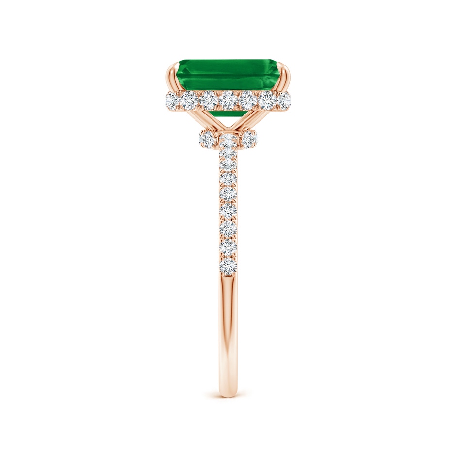 9x7mm AAA Emerald-Cut Emerald Hidden Halo Classic Engagement Ring in Rose Gold side 299