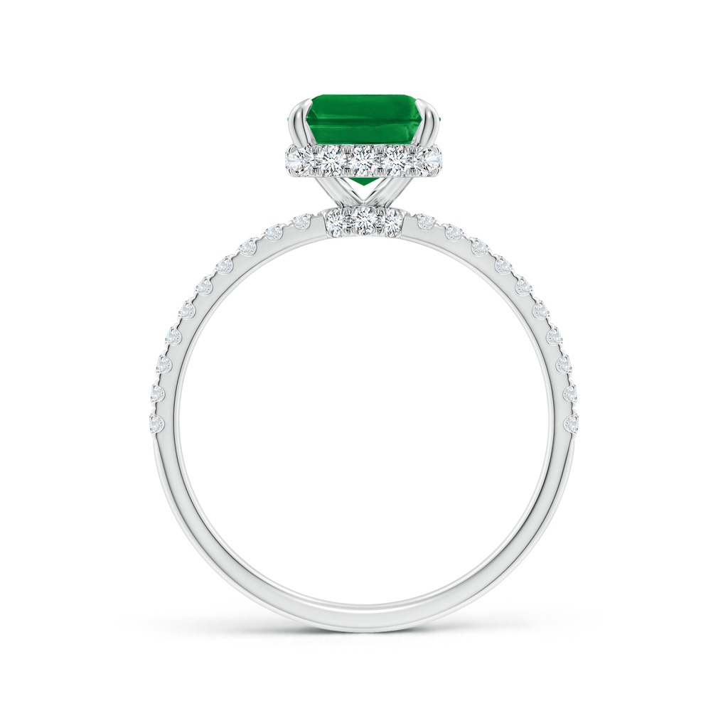 9x7mm AAA Emerald-Cut Emerald Hidden Halo Classic Engagement Ring in White Gold Side 199
