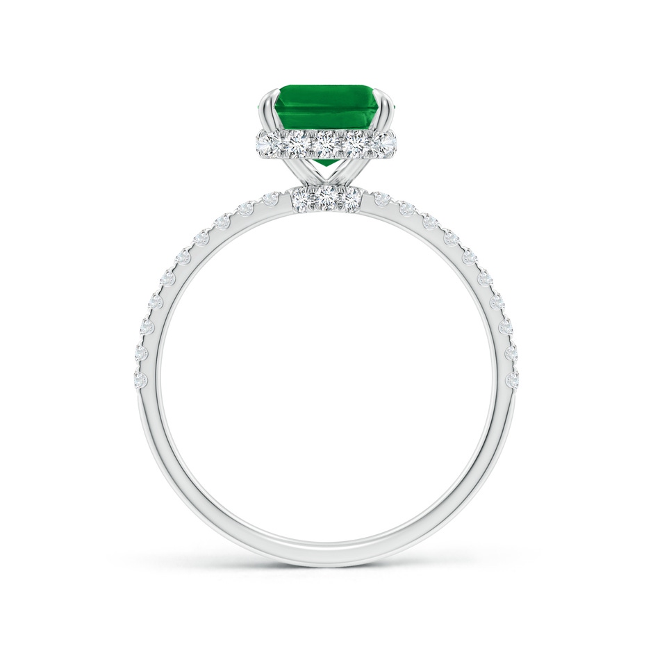 9x7mm AAA Emerald-Cut Emerald Hidden Halo Classic Engagement Ring in White Gold side 199