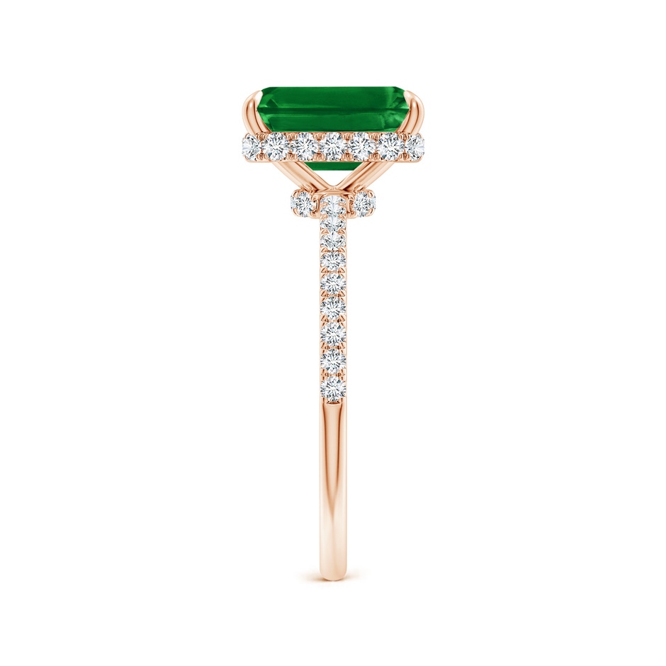 9x7mm AAAA Emerald-Cut Emerald Hidden Halo Classic Engagement Ring in 18K Rose Gold side 299